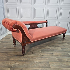 Antique Chaise Longue – Victorian Mahogany Day Bed Lounge Sofa - Turned Wooden
