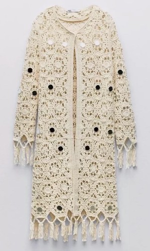 Zara long knit fringe - knit, cardigan