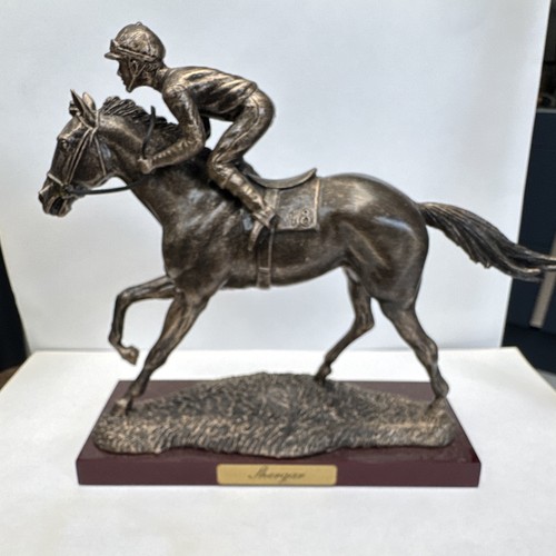 Bronze metal horse jockey - metal,