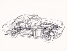 LOTUS ELITE CUTAWAY TYPE SIDE, FRONT, OVERVIEW, PHOTO, AUTOCAR STAMP TO REAR.