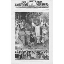 An Ecclesiastical Play at Church House Westminster - Antique Print 1898