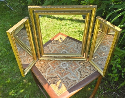 Vintage gold gilt triple - vintage,