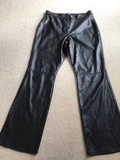 LADIES SIZE 14 MARKS & SPENCER BLACK FAUX LEATHER TROUSERS