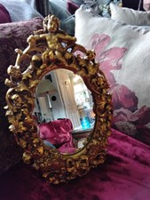 Vintage Gorgeous Cherub Stand Up Boudoir Mirror Gorgeous Detail & Quality