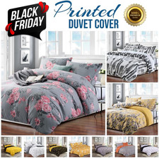 Duvet Quilt Cover Luxury Reversible Floral Bedding Set Single Double King Sizes
