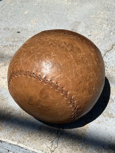 Vintage leather 6lb medicine - leather,