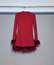 Red feather hem dress Size