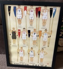 Boat Race Print College Crews Wall Art Framed Row Boat Racing Print Retro Boats