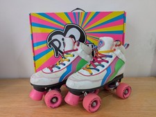 RIO ROLLER SKATES CANDI UK SIZE 4 QUAD ROLLERSKATES 60KG WEIGHT LIMIT WHITE PINK