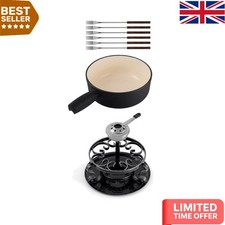 Lugano Cast Iron Fondue Set - 9-Piece with Perfect Heat Distribution & Rechaud