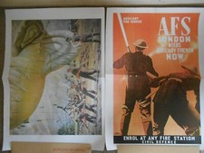 two 30 year old poster reprints AFS london  and barrage balloon scene     9