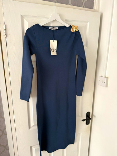 Zara blue knit viscose bodycon - zara,