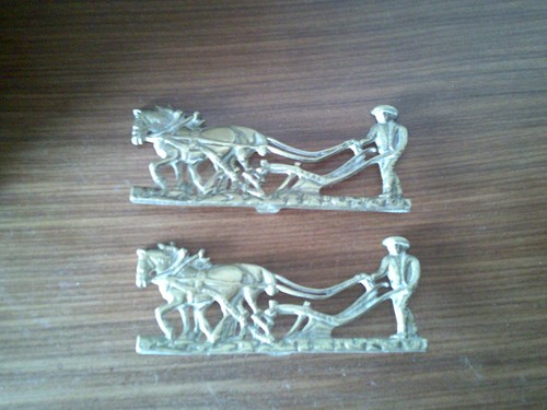 Antique brass ploughman with - antique,