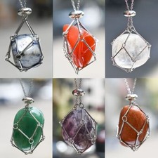 Interchangeable Crystal Holder Cage Necklace Stone Holder Necklace  Women Men