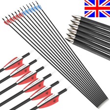 12X 32" Carbon Arrows SP1000 Target Points Compound Recurve Bow Archery Hunting