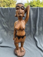 Stunning Large Wooden African Tribal Figurine Lady Figure  65cm Sculpture Bust
