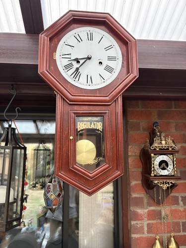Mahogany wall clock - with, key