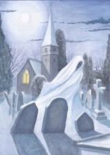 Ghostly  Christmas cards gothic, unusual, 2 designs,  blank inside 4 pack
