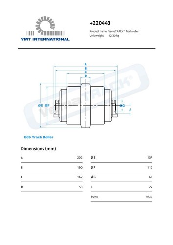 Bottom roller for hitachi - bottom,
