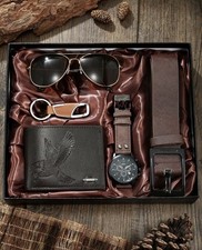 Mens Luxury Gift Set 5pices Wallet,watches,sunglasses,key ring And Belt