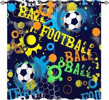YUANZU Boys Curtains - Kids Abstract Colorful Sport Football Print Pattern Eyel