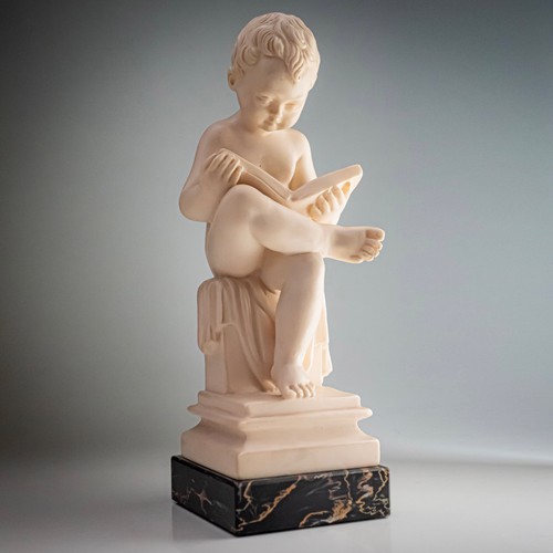 Cast alabaster figurine - alabaster, putto