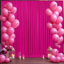10ft x 10ft Hot Pink Backdrop Curtain for Parties Fuchsia Wrinkle Free Backdrop