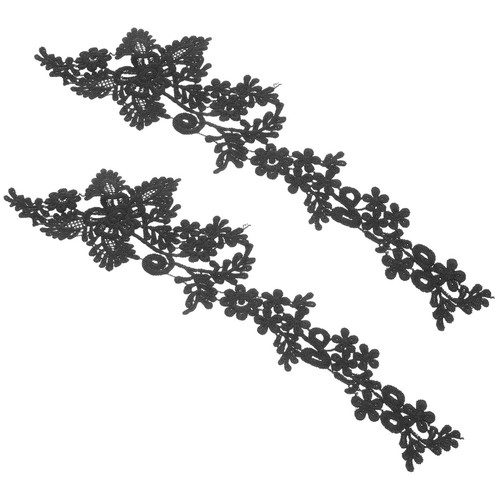 Black floral lace embroidered - black,