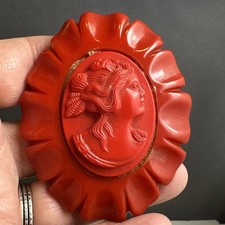 Vintage Red Bakelite Cameo