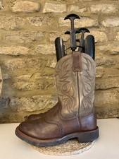 Ariat Womens Brown Beige Embroidered Leather Cowboy Boots UK 7.5 US 8.5D Western