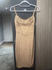 Oh Polly Embellished Cowl Neck Midi Dress in Gold (UK Size 8 / S)