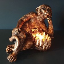 Monkey Tealight Statue Bronze