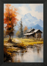 Cabin the river framed - cabin, wall