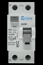 EUROPA 25 AMP 30mA DOUBLE POLE