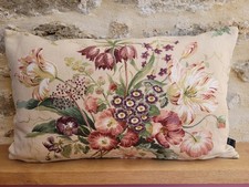 Colefax and Fowler Alicia Floral Linen Plum & Olive Velvet Fabric Cushion Cover