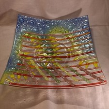 Fused Art Glass Green Blue