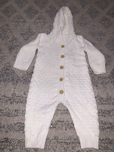 Baby knitted hooded romper - baby,