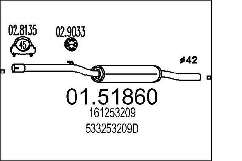 Mts 51860 centre muffler - mts, 01.51860