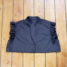 vintage black ruffle milkmaid cottagecore prairie folk blouse top medium 12 14