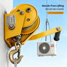 Compact Hand-Crank Winch Heavy-Duty Rope Hand-Crank Self-Locking Winch 1200 Lbs