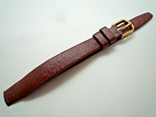 Hirsch Brown 12 mm Genuine Leather Watch Strap Gold Buckle 12mm Lug Open Ended