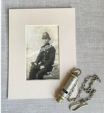 Antique 1920s Manchester City Police Whistle Numbered Chain& Original Photo 1926