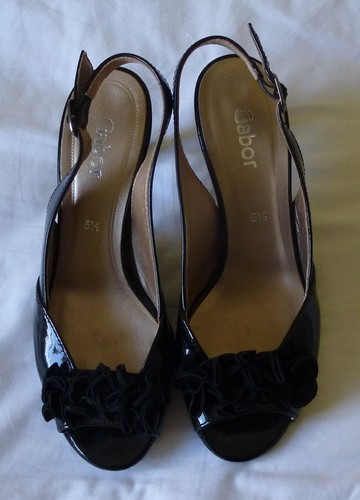 Womens black patent gabor - black,
