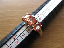 9ct 375, Yellow Gold Orange Sapphire & Diamond Ring, Size N