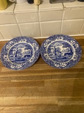 Spode - Blue Italian - 20cm Dessert/Salad Plates x 2  - Brand New Unused.