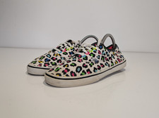 Vans Authentic Lo Pro Womens UK 5 Neon Leopard True White Canvas Lace Up Shoes