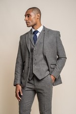 Cavani Men's Tweed Herringbone Slim Fit 3PC Suit Retro Wedding Set SALE RRP £230