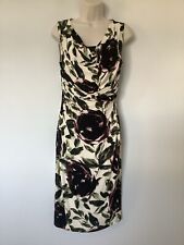 Phase Eight Cream Floral Cowl Neck Dress Size 12