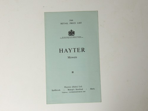 Hayter mowers 1964 retail - 1964,