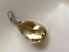 Antique Edwardian Natural Pale Lemon Citrine Pear Shape Teardrop Pendant